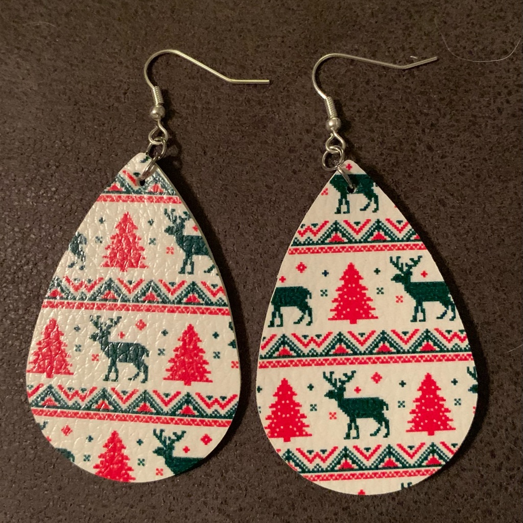 Festive Teardrop Christmas Earrings 12$